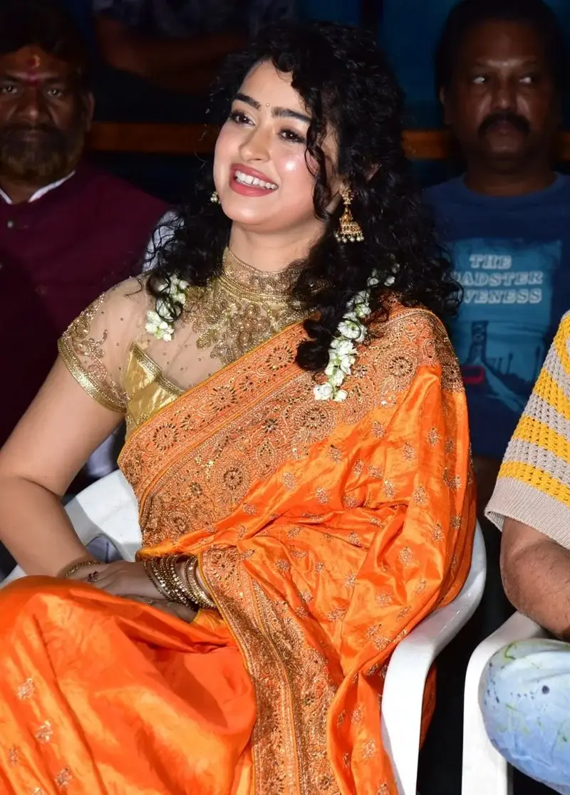 Actress Apsara Rani in Orange Saree at Talakona Movie Launch